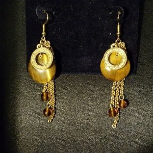 Chain Earrings with Stone